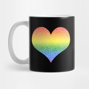 Ombré LGBTQ colours and white swirls doodles heart Mug